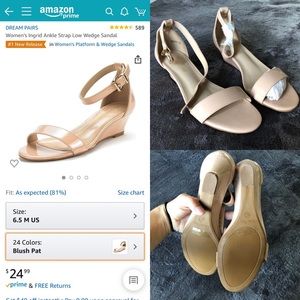 Blush Patent Low Wedge Sandal